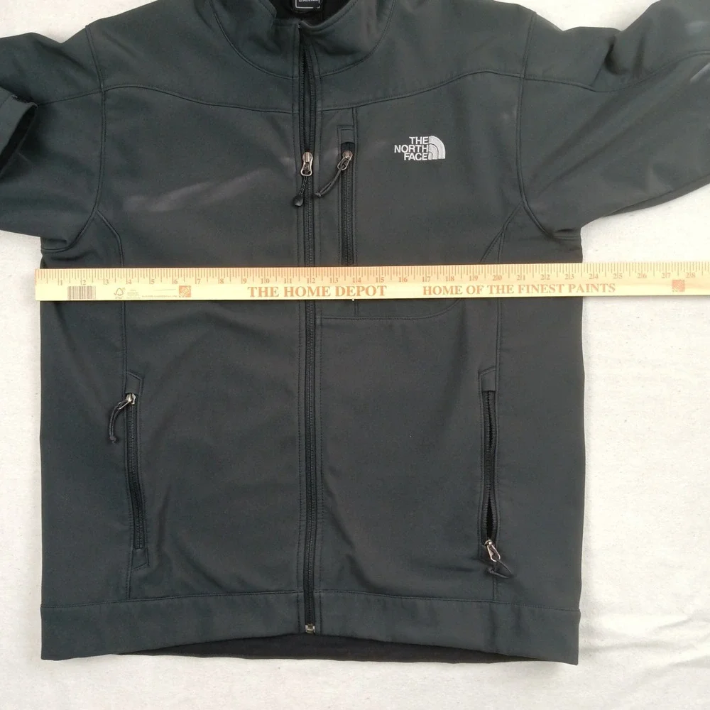 North Face Mens Fleece Lined‎ Full Zip Softshell Black Jacket TNF APEX L - FLAWS